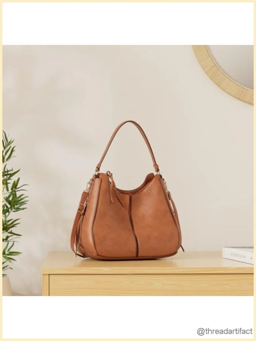 Faux Leather Hobo Crossbody Bag Large Capacity Tote Shoulder Purse